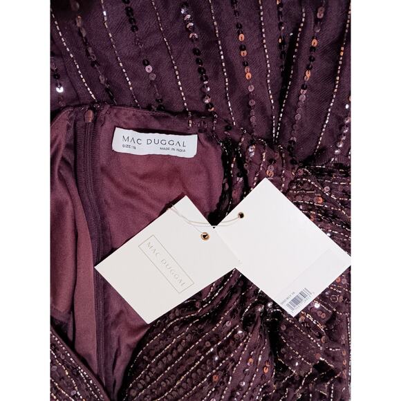 NEW MAC DUGGAL Dress -READ- Plus 18 Purple Aubergine Formal Maxi Beaded Sequins - Picture 15 of 15